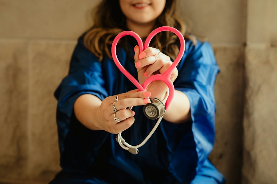 Clinician shaping a stethoscope into a heart