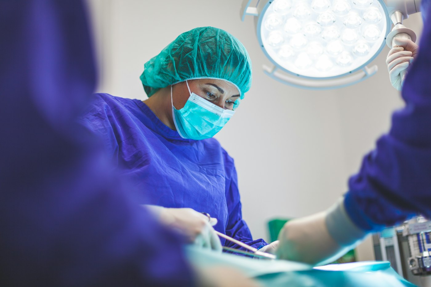 Surgeon concentrating during a procedure